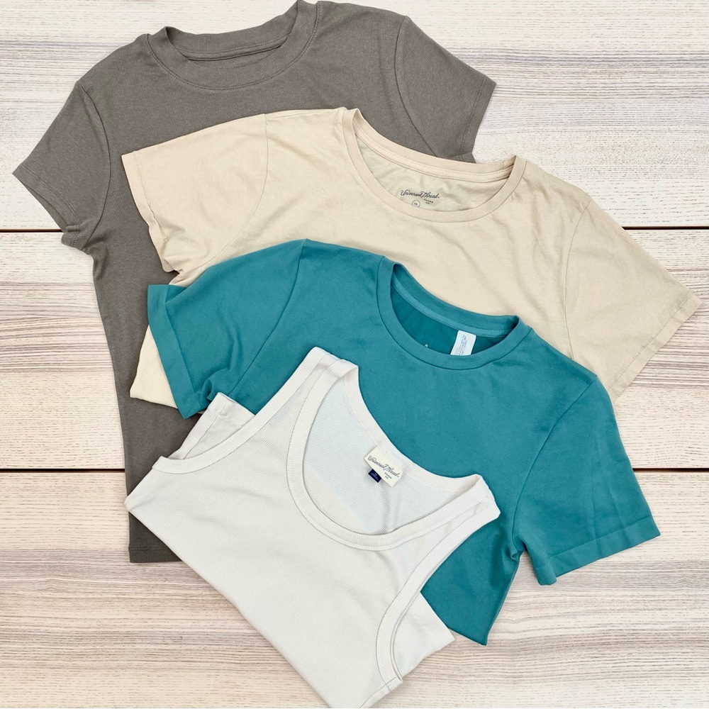 Casual Top Bundle in Gray, Cream, & Teal | Size XL- 2XL